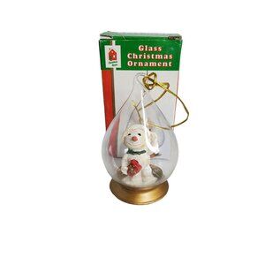 vintage 1990s christmas house glass snowman christmas tree ornament
